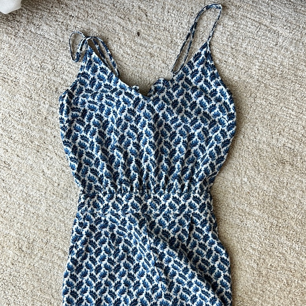 H&M blue leaf pattern jumpsuit NWT